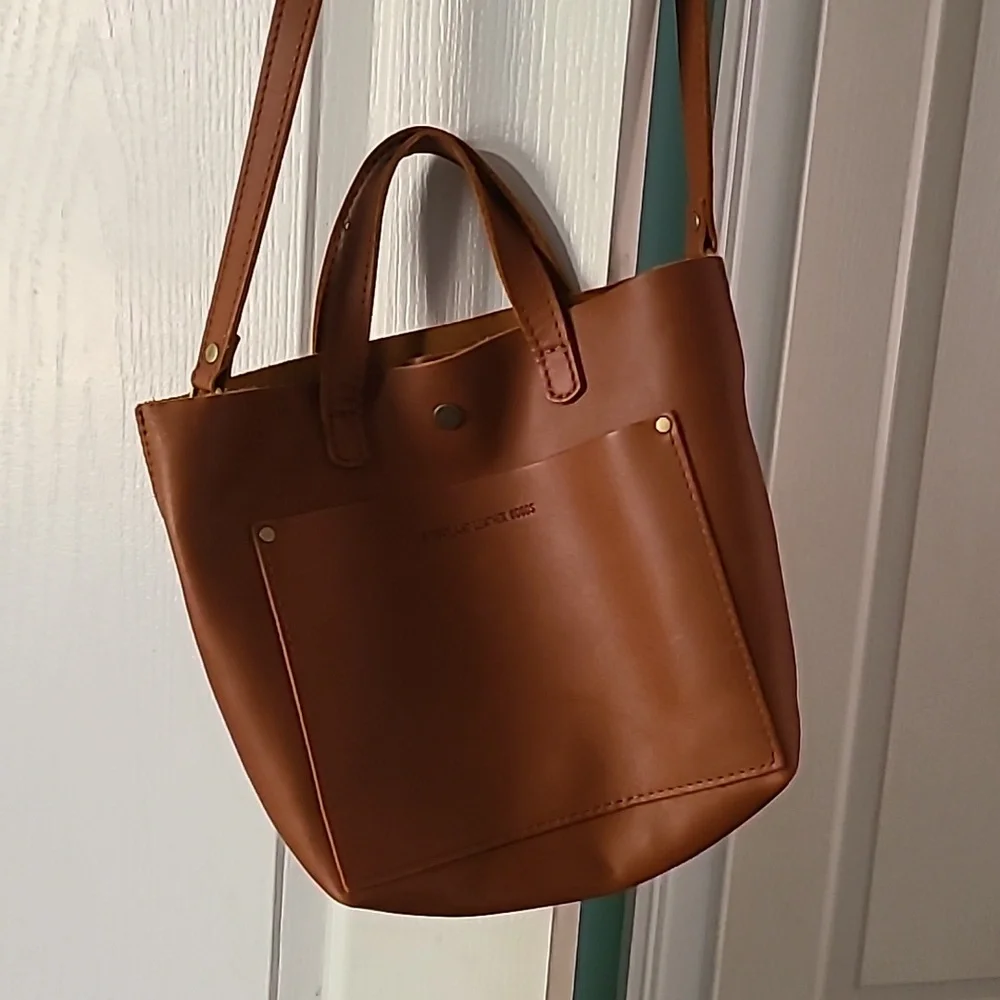 Portland Leather Mini Crossbody Tote - Honey - Picture 6 of 10